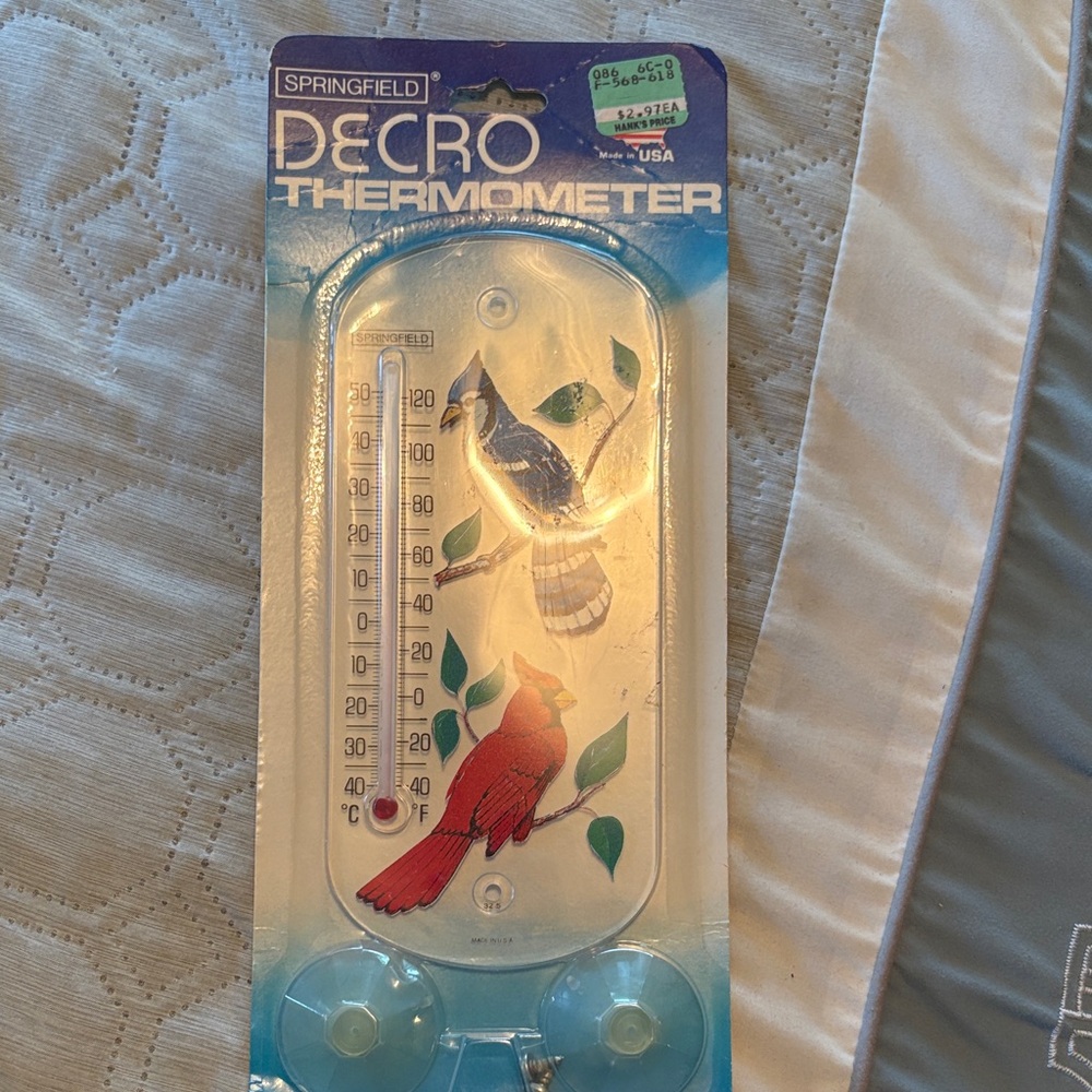 Vintage Springfield Deco Thermometer with Bird Design